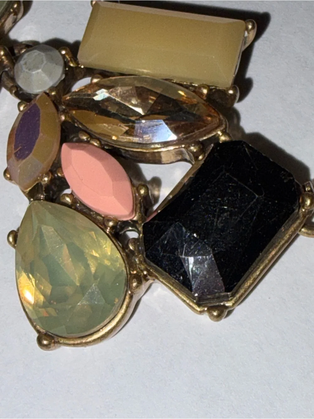 J. Crew Gold-Tone Multi-Stone Necklace with Yellow, Pink and Black Accents